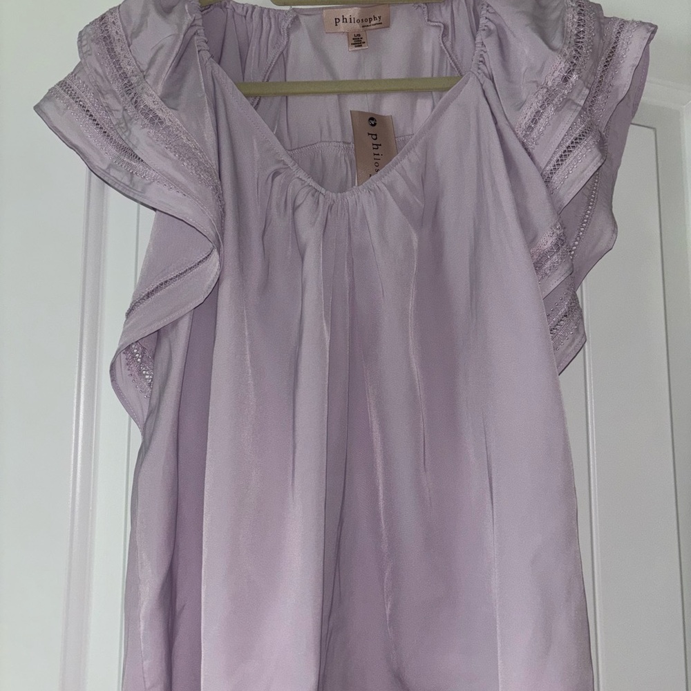 Philosophy Purple Sleeveless Ruffled Blouse